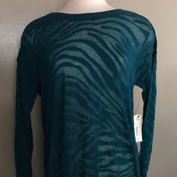 a.n.a Long Sleeve Burn Out Leopard Pattern Blue Green Tunic Top XL Tall. - Picture 1 of 3